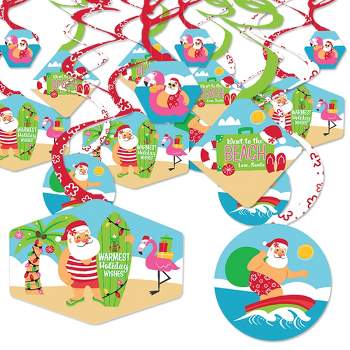 Big Dot of Happiness Tropical Christmas - Beach Santa Holiday Party Hanging Decor - Party Decoration Swirls - Set of 40