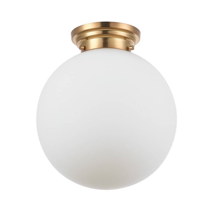 Portland 1-Light Matte Brass Semi-Flush Mount Ceiling Lighting with Opal Glass Shade - Globe Electric, 1 of 9