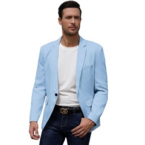 Men's Casual Sport Coat Lightweight Linen Blazer One Button Business Suit Jackets Stylish Daily Suits - 1 of 4