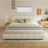 ORRD King Size Platform Bed, Beige Bouclé Upholstered Frame with Curved Design Headboard - 3 of 4