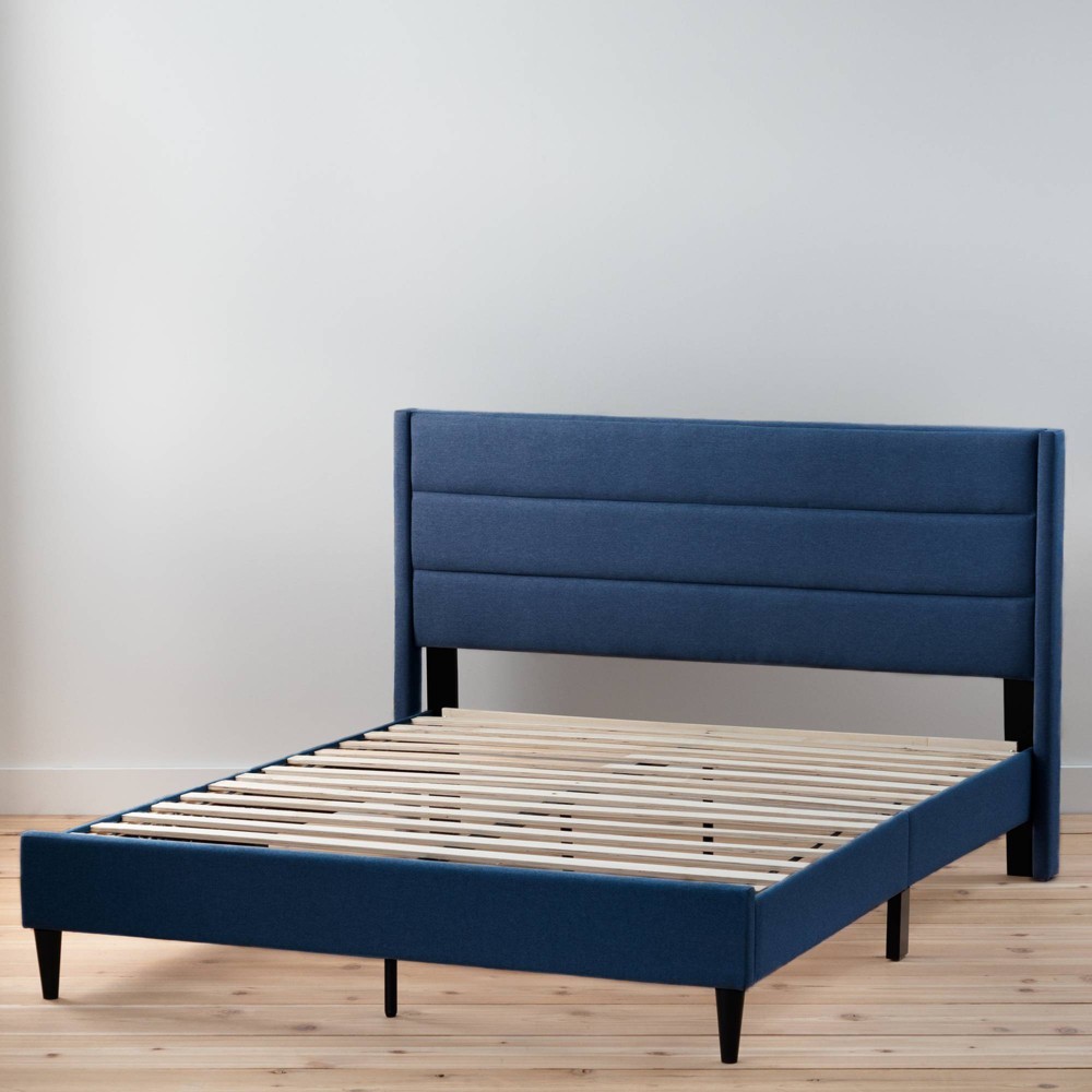 Photos - Bed King Amelia Upholstered Platform  with Slats and Padded Headboard Cobal