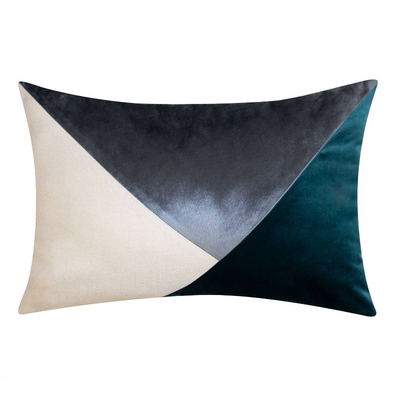 14&#34;x21&#34; Oversize Triangle Colorblock Decorative Lumbar Throw Pillow Blue - Edie@Home, 1 of 9