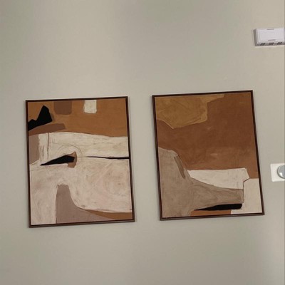set Of 2) 24 X 30 Earth Abstract Framed Canvases Brown - Threshold™ :  Target