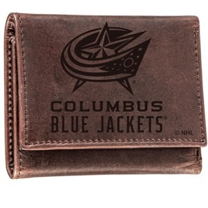 Evergreen NHL Columbus Blue Jackets Brown Leather Trifold Wallet Officially Licensed with Gift Box - 1 of 1