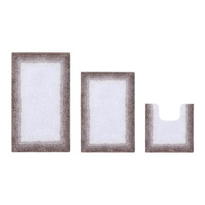 Torrent Collection 3 Piece 100% Soft Cotton Tufted Weave Bath Rug Set, Ombre Pattern, Super Soft & Absorbent, Machine Washable Bathroom Mats