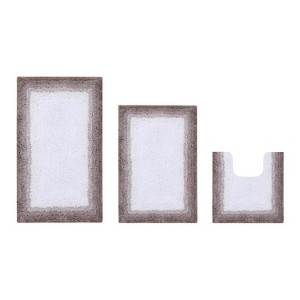Torrent Collection 3 Piece 100% Soft Cotton Tufted Weave Bath Rug Set, Ombre Pattern, Super Soft & Absorbent, Machine Washable Bathroom Mats - 1 of 4