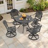 5-Piece Round Cast Aluminum Patio Set with Swivel Chairs,Blue Cushions - 3 of 4