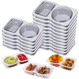 15-Set Reusable Double Compartment Condiment & Snack Containers with Lids - 1 of 4
