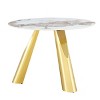 Infurnic Dining Sets Round Table Paired with Six Uniquely designed White Dining Chairs With Golden Metal Leg , Black, 42"*42"*29.5" - 4 of 4
