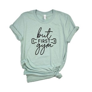 Simply Sage Market Women's But First Gym Short Sleeve Graphic Tee - 1 of 3