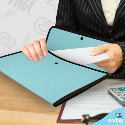 Blue A4 Letter Size Expandable Document Holder with Snap Closure