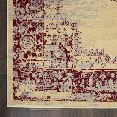 Cream and Red Tufted Synthetic Medallion Rug 3' x 5'