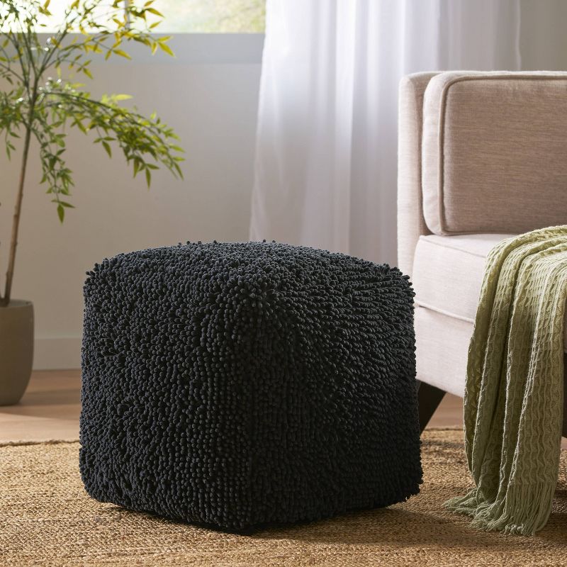Moloney Modern Microfiber Chenille Cube Pouf - Christopher Knight Home, 3 of 10