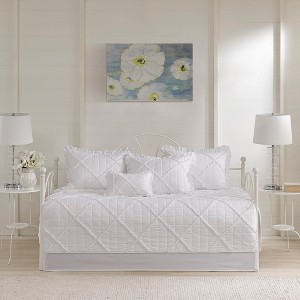 Gracie Mills Latasha 6-Piece Ruffle Quilted Daybed Set with Bedskirt and Throw Pillow - Twin - White - 1 of 4