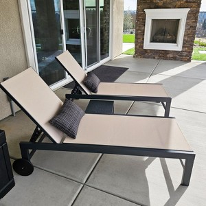 PURPLE LEAF Outdoor Chaise Lounge with Wheels for Outside 2 Pieces Aluminum Patio Lounge Chair with 5 Adjustable Position Recliner Side Table Included - 1 of 4