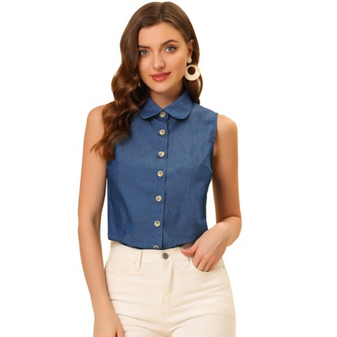 Sleeveless peter cheap pan collar shirt