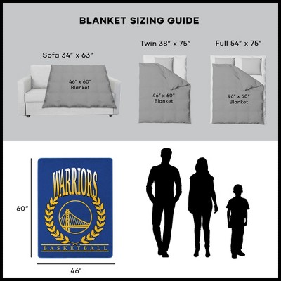 Golden State Warriors Blue and Yellow Silk Touch Throw Blanket 46x60 Inches