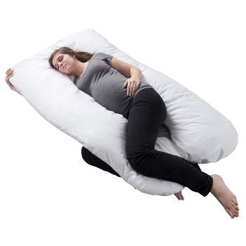 Hastings Home U-Shaped Full-Body Support Pregnancy Pillow with Zippered Cover - White, 60" x 38"