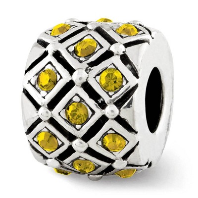 Black Bow Jewelry Sterling Silver with Yellow Crystals November Lattice Bead Charm