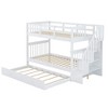 Stairway Twin-Over-Twin Bunk Bed with Twin size Trundle for Bedroom, Dorm, Adults, White - 3 of 4