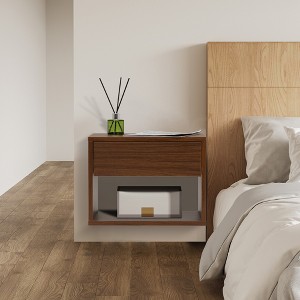 Sevobal Nightstands Double Wall Hanging Bedside Table With Drawer, Open Compartment, Elegant And Simple Design, Brown, 15.75''*11.8''*11.8'' - 1 of 4