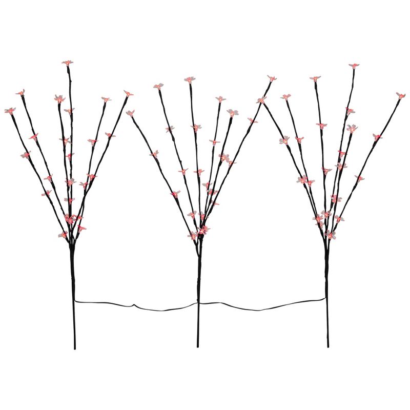 Northlight Set of 3 Pre-Lit Cherry Blossom Artificial Tree Branches, 72 Red LED Lights, 3 of 9