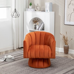 SEYNAR Modern Glam Velvet Upholstered Round Swivel Accent Arm Barrel Chair for Living Room - 1 of 4