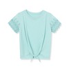 Lands' End Kids Flutter Eyelet Sleeve Top - 2 of 3