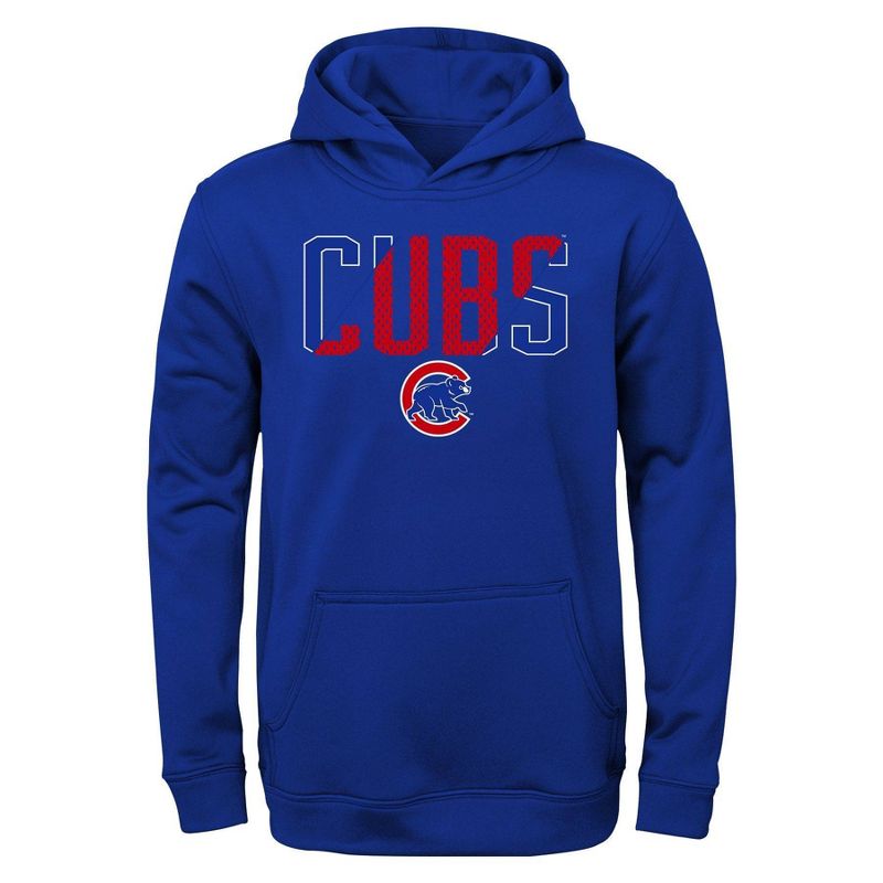 MLB Chicago Cubs Boys' Line Drive Poly Hooded Sweatshirt, 1 of 2