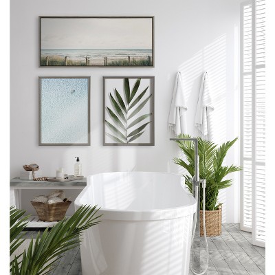 Pale Sky Coastal Canvas Print with Gray Frame, 20x43