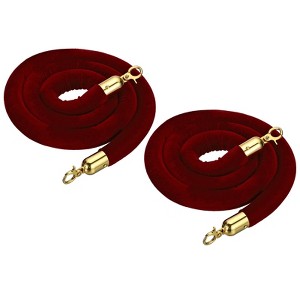 Unique Bargains Velvet Crowd Control Barrier Rope with Snap Hooks for Posts Stand Queue 2 Pcs - 1 of 4