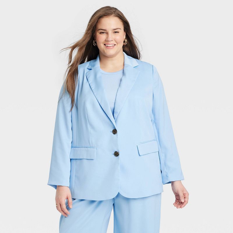 Women's Satin Spring Blazer - A New Day™ Blue, 1 of 7