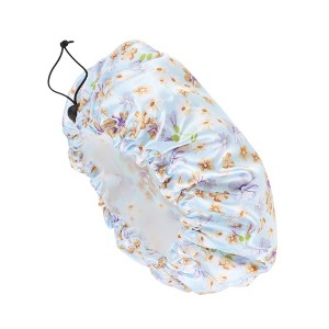 Unique Bargains Women's Flowers Bath Cap Blue White 1 Pc - 1 of 3