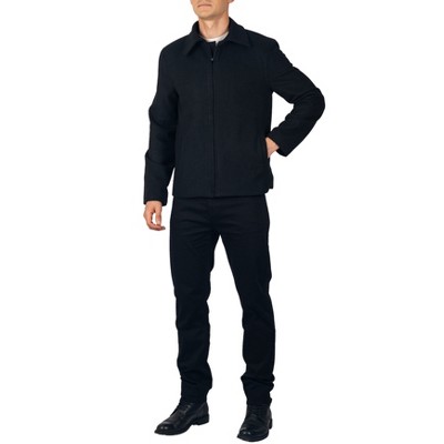 Alpine Swiss Grant Men’s Wool Jacket 28 Inch James Dean Style Bomber with Zippered Pockets Black XL — фото 5