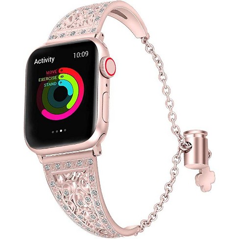Worryfree Gadgets Apple Watch Band 38mm 40mm 41mm Stainless Steel Iwatch  Bands With Bling Rhinestones For Series 8 7 6 5 4 3 2 1 Se, Rose Pink :  Target