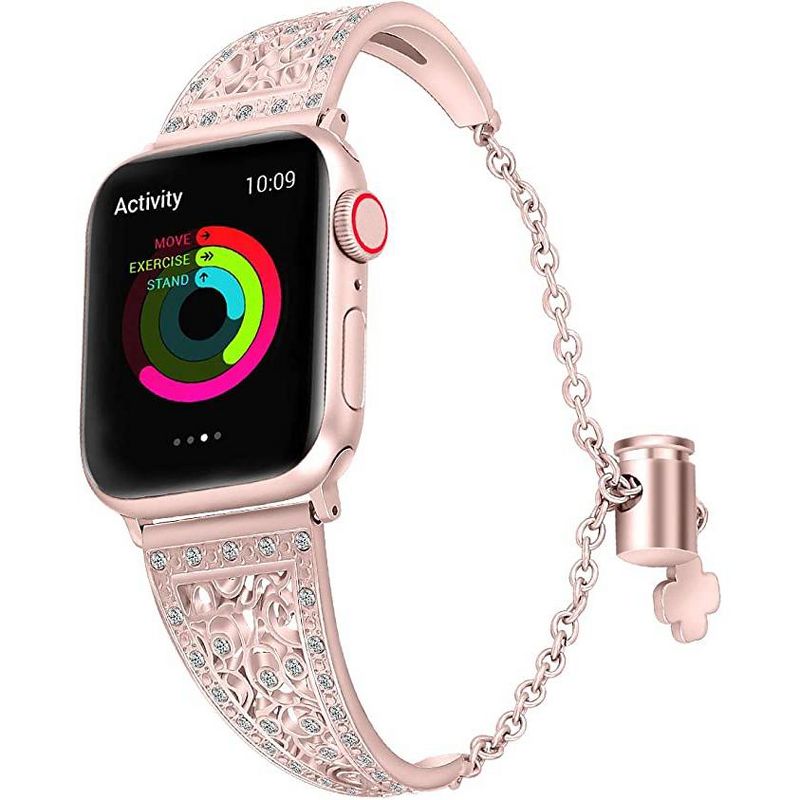 Worryfree Gadgets Metal Band for Apple Watch, Adjustable Band with Rhinestone for Stainless Steel Band for iWatch Series SE Series 8 7 6 5 4 3 2 1, 1 of 7