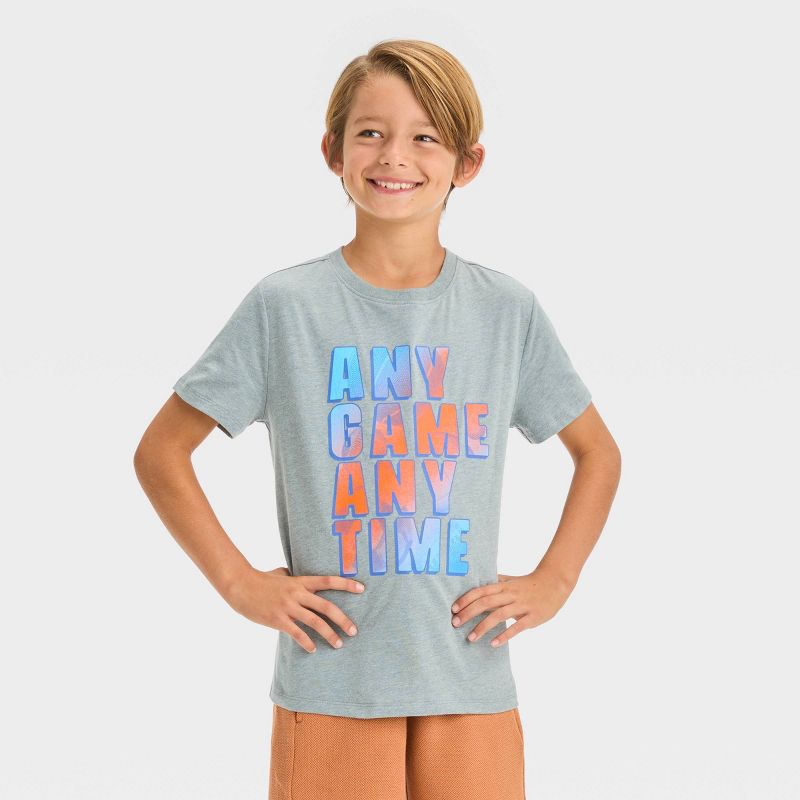 Boys' Short Sleeve 'Any Game Any Time' T-Shirt - Cat & Jack™ Gray, 1 of 5