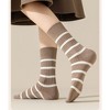 Anna-Kaci 3 Pairs Women's Striped Crew Socks with Ribbed Knit Design and Anti-Pilling Cotton Blend - 2 of 4