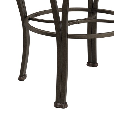 Brown Faux Leather Swivel Counter Stool with Steel Frame