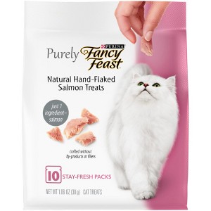 Purina Fancy Feast Purely Hand-Flaked Salmon Meaty Cat Treats - 1.06oz/10ct Pack - 1 of 4