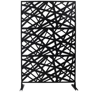 Grungis Matrix Metal Decorative Patio Screens,Freestanding Privacy Fence Panels in Random Stripes Pattern for Deck Balcony Patio,76" H×48" W - 1 of 4