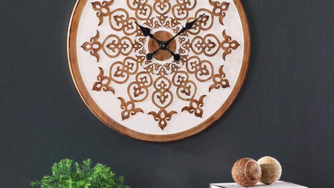 Rslem Round Wall Clock White/Natural - Southern Enterprises, 2 of 6, play video