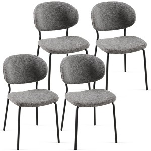 NicBex Boucle Fabric Dining Chairs Set of 4,Upholstered Armless Kitchen Chairs with Curved Back and Black Metal Legs for Dining Room,Kitchen - 1 of 4