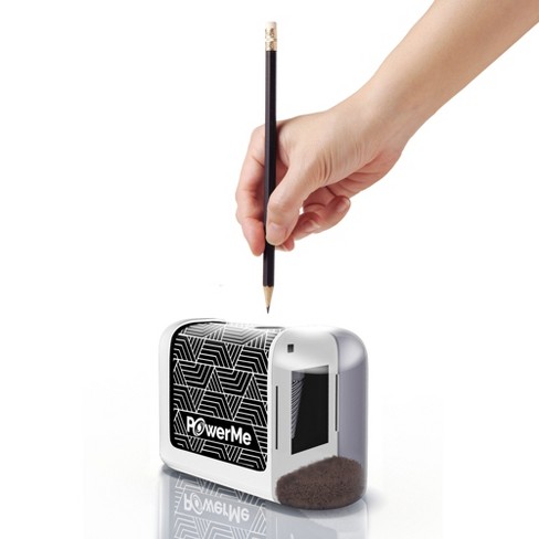 POWERME Electric Pencil Sharpener - Battery Powered For Colored Pencils,  Ideal For No. 2 - White