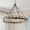 DORESshop 24-Light Black and Gold Wagon Wheel Chandelier, Single Tier, E12 Sockets, Non-Integrated Bulbs, Rustic Farmhouse Style - 2 of 4