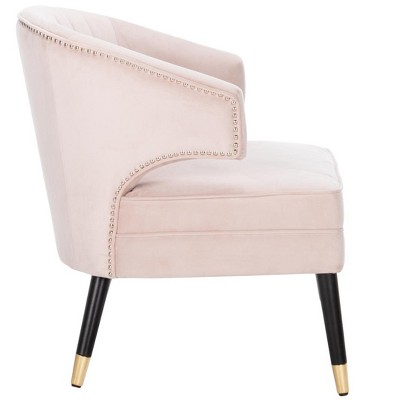 27'' Blush Pink Velvet & Black Wood Transitional Armless Chair