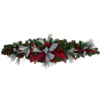 Northlight 52" Pre-Lit Pre-Decorated Artificial Christmas Swag with Bows and Berries