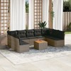 vidaXL Patio Sofa Set with Cushions Outdoor Furniture 10 Piece Poly Rattan - Gray - 2 of 4