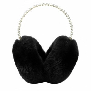 FAAYFIAN Faux Fur Fuzzy Earmuffs Ear Warmer for Winter Women with Pearl Headband, Soft Plush Outdoor Ear Muffs - 1 of 4
