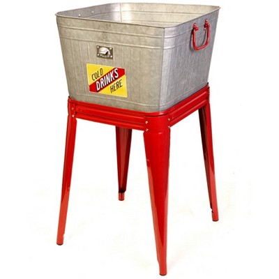The Lakeside Collection Planter Beverage Tub Two In One Galvanized With Bottle Opener